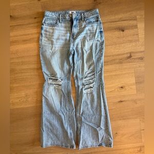 SO Light Blue Distressed Flare Jeans